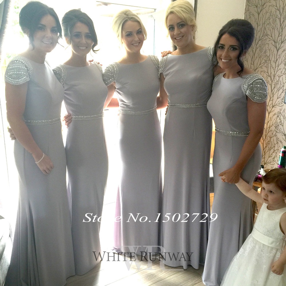 Wedding Grey Bridesmaid Dress compare prices on grey bridesmaid dress mermaid online shopping saudi arabic silver dresses plus size long wedding formal to party cap