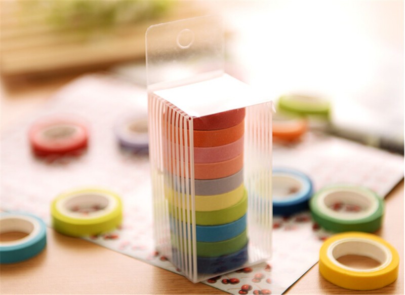 New Fashion Candy Color Washi Tape Accessories for Dokibook Notebook Planner Inner Pages 10PCS One Set9