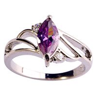 New Fashion Jewelry Purple Amethyst Trendy Luxurious 925 Silver Ring Size 6 7 8 9 10 For women Free Shipping Wholesale