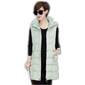 2016 Hot Sale Leisure Winter Vest Big Yards Womens Long Vest Jacket Sleeveless Hooded Cotton Slim