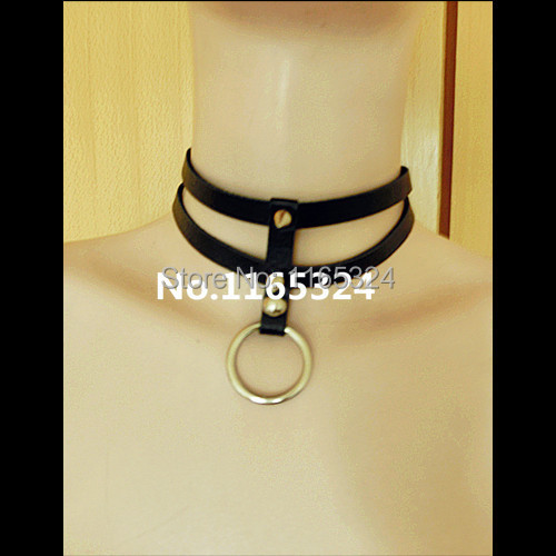 NEW hot Sexy black Leather collar Necklace 100 handmade Rivet punk Harajuku Leather Necklace free shipping