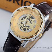 Fashion leather strap Mens Dress Watch Luxury Hollow Skeleton Greek Numerals Sports Casual Watches Mens Relogio Masculino