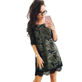 Autumn 3 4 sleeves Camouflage Lace Patchwork Dresses For Women sexy ukraine vestido de festa Female
