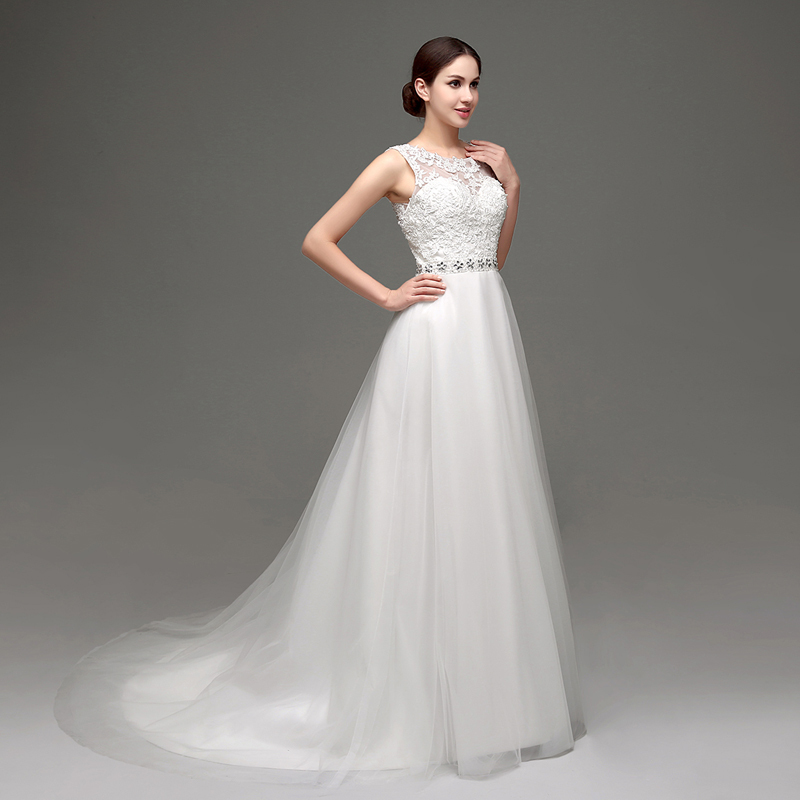 short wedding dress with long lace