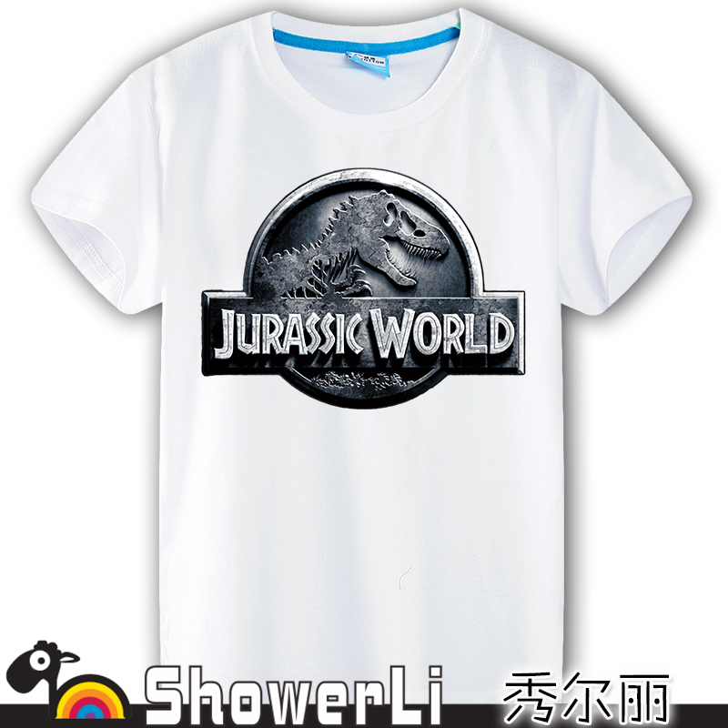 Cotton short sleeve big kids t shirts, cute cartoon,game boy gir big boy wear summer jurassic park Dinosaur clothes showerli