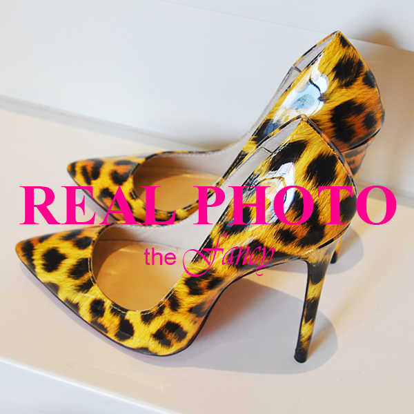 REAL PHOTO Leopard Print Red Bottom High Heels Pumps Shoes Patent ...