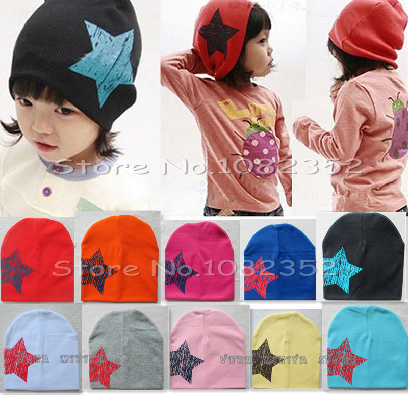 candy color baby hat soft and warm fashion star kids boy and girl hat cute children hat cap free shipping