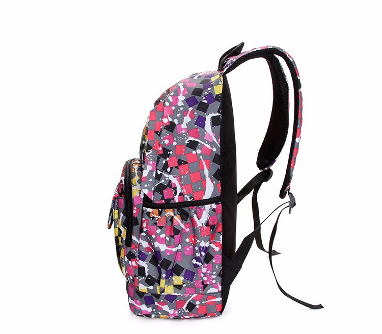 Fashion grid shape women nylon backpack girl school bag Casual Travel bags (13)