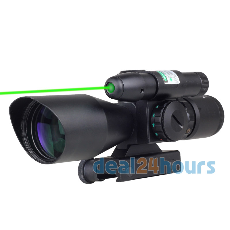 New Tactical Rifle Green Dot Laser Sight 2.5~10X 40mm Scope Reflex Red Reticle Mount Free Shipping!