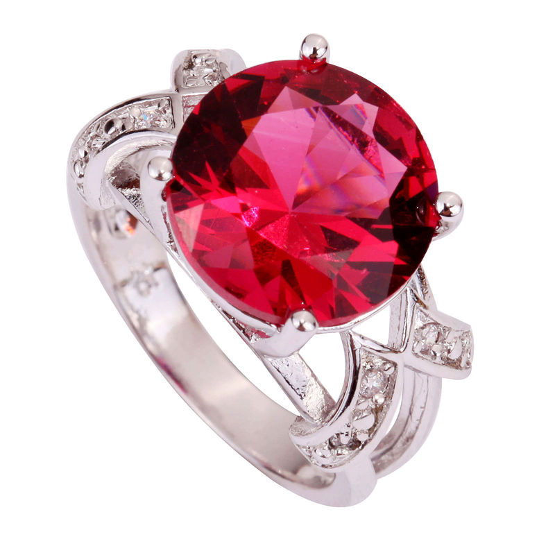 New Fashion Pretty Pink Tourmaline 925 Silver Ring Round Cut Size 6 7 8 9 10
