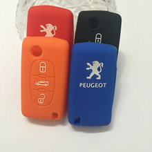 Silicone car key Cover for PEUGEOT 3 Buttons 206 207 307 308 407 408 Key Fob