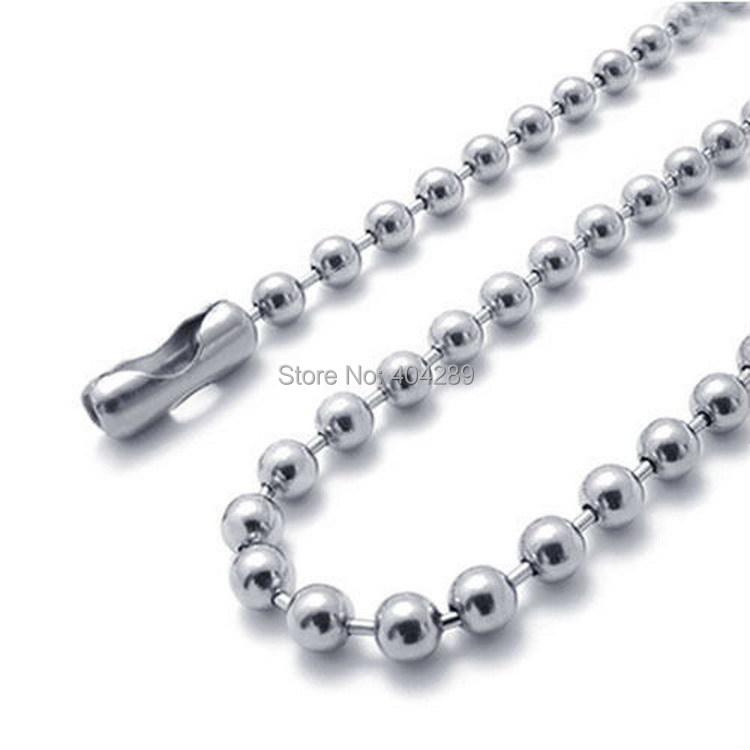 Silver Tone Stainless Steel Dog Tag Chains,2.4mm 30 inch Ball Bead