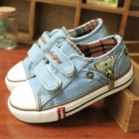 free shipping New Arrived Size 25 37 Children Shoes Kids Canvas Sneakers Boys Jeans Flats Girls
