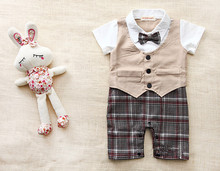 Baby boy romper baby clothes College waistcoat bebes infant Gentleman romper Toddler kid s jumpsuit newborn