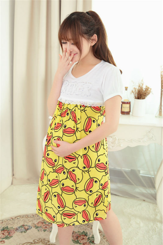2015 new contract color maternity summer breastfeeding nursing dress nightwear clothes for pregnant woman pajamas for the sleep 11