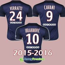 2015 2016 Paris Home Bule Ibrahimovic Football Soccer Jerseys Pastore Cavani Verratti Lucas David Luiz T.Silva Cabaye Shirts