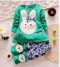2015 new baby girls clothing set kids Cartoon long sleeve clothes suits children Girls T shirt