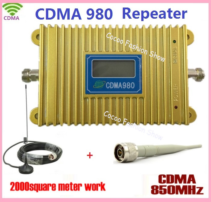 High Gain CDMA 980 850MHz LCD Display Mobile Phone Signal Booster/Repeater/Amplifer Coverage 2000sq + indoor antenna 10m cable