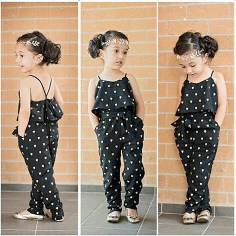 2016 Cute Kids Girls Toddler Clothes Cool Vest Top Pants Jumpsuit Outfit Set Summerin Clothing