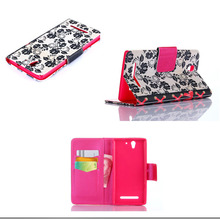 2015 Newest Creative pattern PU Leather Case cover For Sony Xperia C3 S55T S55U with Card