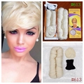 613 Light Blonde Short Human Hair Piece Cheap 27 Pieces Peruvian Short Wavy Human Hair