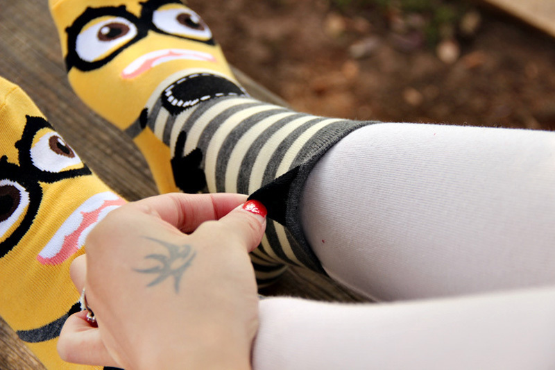 2015 Women\'s socks yellow Minions 3D cartoon printing socks 100% cotton cute summer Short sock high quality Bas chaussette femme (9).jpg
