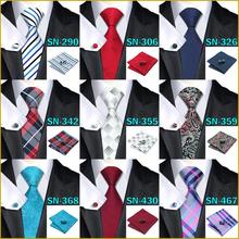 40 Style Tie hanky cufflink Sets 2015 Fashion 100 Silk Neckties Ties for mens gravata For
