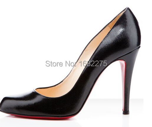 2015 New Discount Red Bottom Shoes wholesale Decollete 100mm Leather Pumps Black Red Sole Shoes ...