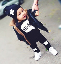 boys and girls sets Hihi letter, Children Long-sleeved t-shirt + long pants Set, Clouds raindrop leisure suit boys and girls
