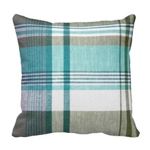 Humid Blue Green Tartan Plaid Pillow Case (Size: 45x45cm) Free Shipping