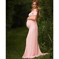 Maternity Photography Props Chiffon Short Sleeve Miriam Off The Shoulder Dress Renaissance Gown Soft Knit Bohemian