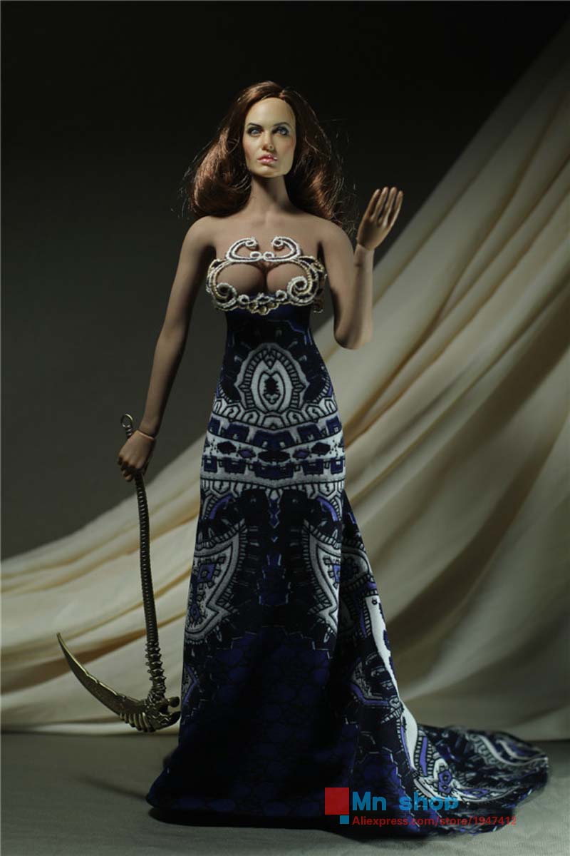 Фотография PHICEN 1/6 Figure Accessory Sexy Clothing Mopping the Floor Blue Dress For Female Large Bust PHICEN Doll Action Figure Toys P45