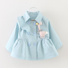 new 2016 spring autumn baby jackets turn down collar cute infants girls Trench Coat casaco infantil