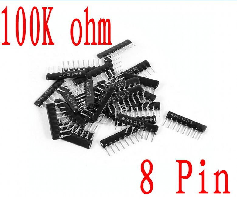 A08 104 Commoned Resistor Network Array 100k ohm 8 Pin SIP 8/ A type 1