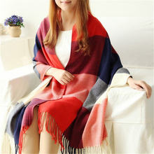 New 2016 Fashion Tartan Plaid Scarf Women Knitted Cashmere Shawls And Scarves Brand Winter Scarf For Women