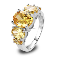 Wholesale Brilliant Pretty Citrine 925 Silver Ring Size 6 New Fashion Jewelry 2014 Gift  For Women