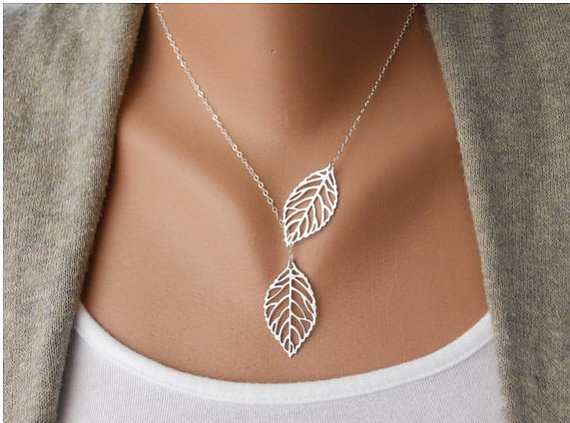 New 2015 Designer Free Shipping Women Fashion Simple 2 Leaves Choker Necklace Collar Statement Necklace Women