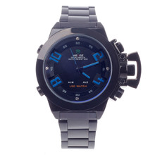 Weide WH-1008 hombres cuarzo y llevó electrónica Dual Time reloj de pared reloj – negro ( 1 x CR2016 )