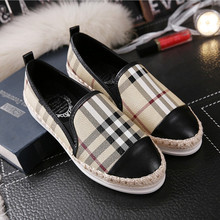 2016 brand new women espadrilles leather patchwork fisherman shoes weave plaids checks geometric gingham oxfords loafers