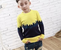 2015 Cotton Fashion Design Boys Sweaters Outwear O-neck Pullover Color Matching Tops For Fall Children China Clothes SW80811-2