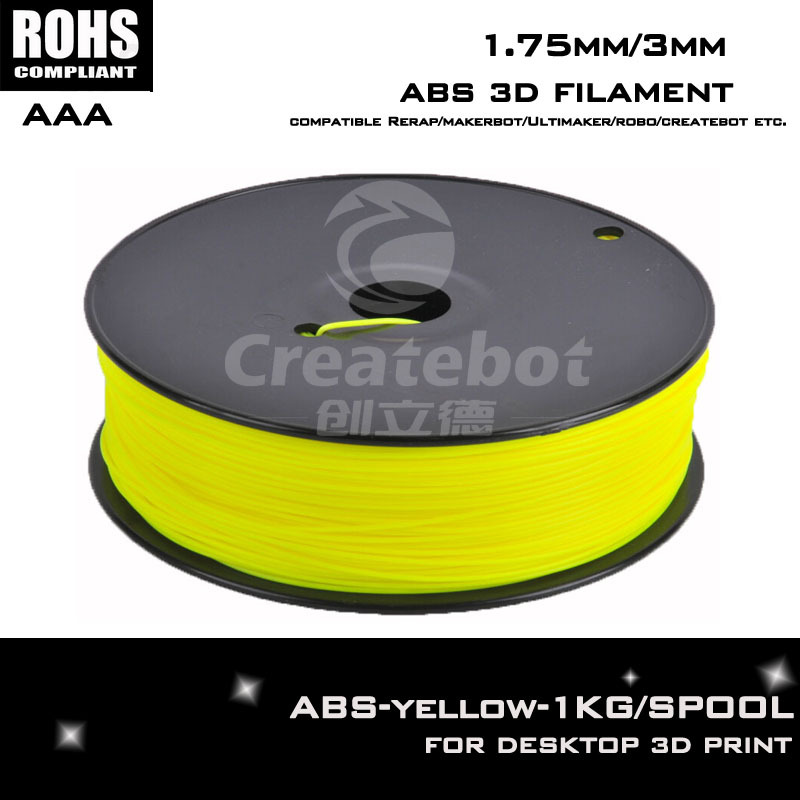 China aliexpress abs 1 75 3mm filament yellow printer 3d parts3d printer kit reprap diy kits