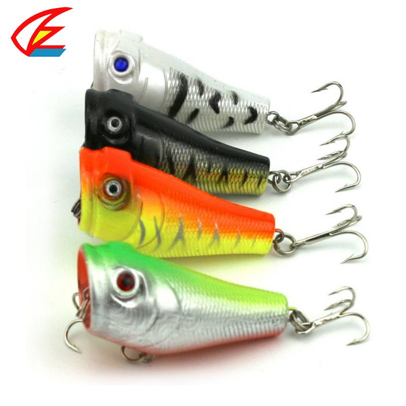 1x 5cm 7.4g Artificial Fishing Lures Top Water Floating Lure Popper with Barbed Hooks 3D Fish Eye Poper Fake Lure Bait Hot Sale