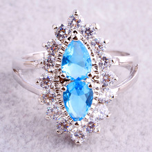 New Brilliant Blue Topaz 925 Silver Ring Size 6 7 8 9 10 Wholesale Free Shipping