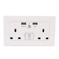 1000mA Fashion UK Mains Dual Gang Power Socket Electrical USB Charging Connection Wall Plug CE free