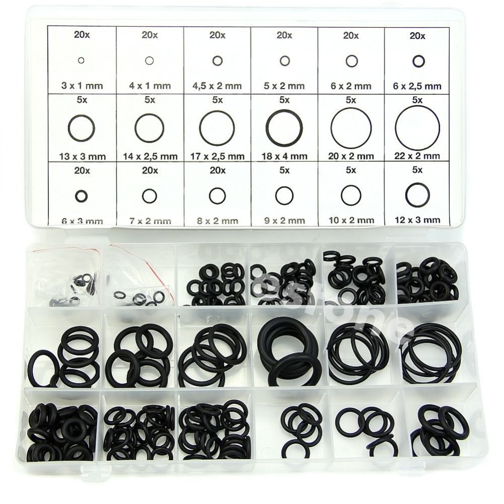 Free shipping 225 x Rubber O Ring O Ring Washer Seals Assortment Black for Car 107