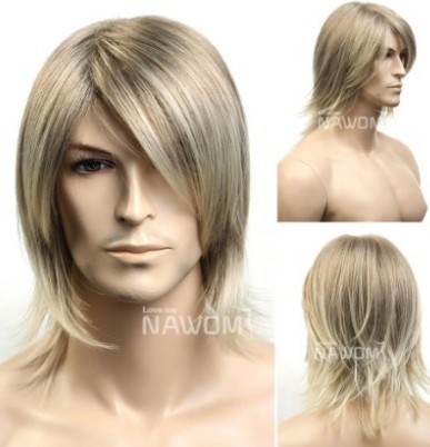 2015 new arrivals fashion High Quality Flax hair anime cosplay Mens Male Wig Handsome Vogue Short