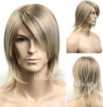2015 new arrivals fashion High Quality Flax hair anime cosplay Mens Male Wig Handsome Vogue Short Warped wig Male medium Wigs