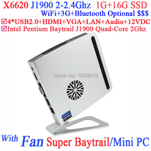 New Arrival Baytrail mini pcs j1900 with Intel Pentium Baytrail J1900 Quad Core 2.0Ghz CPU special smart design 1G RAM 16G SSD