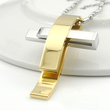 Fashion Silver Cross Stainless Steel Pendant Necklace Men Women Chain Murano Christian Jewelry Christmas Gifts Wholesale