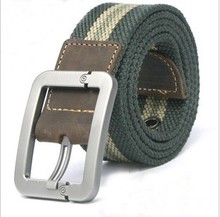 Free Shipping Fashion Casual men belt buckle canvas real leather fashion canvas belt for men,drop shipping,R915